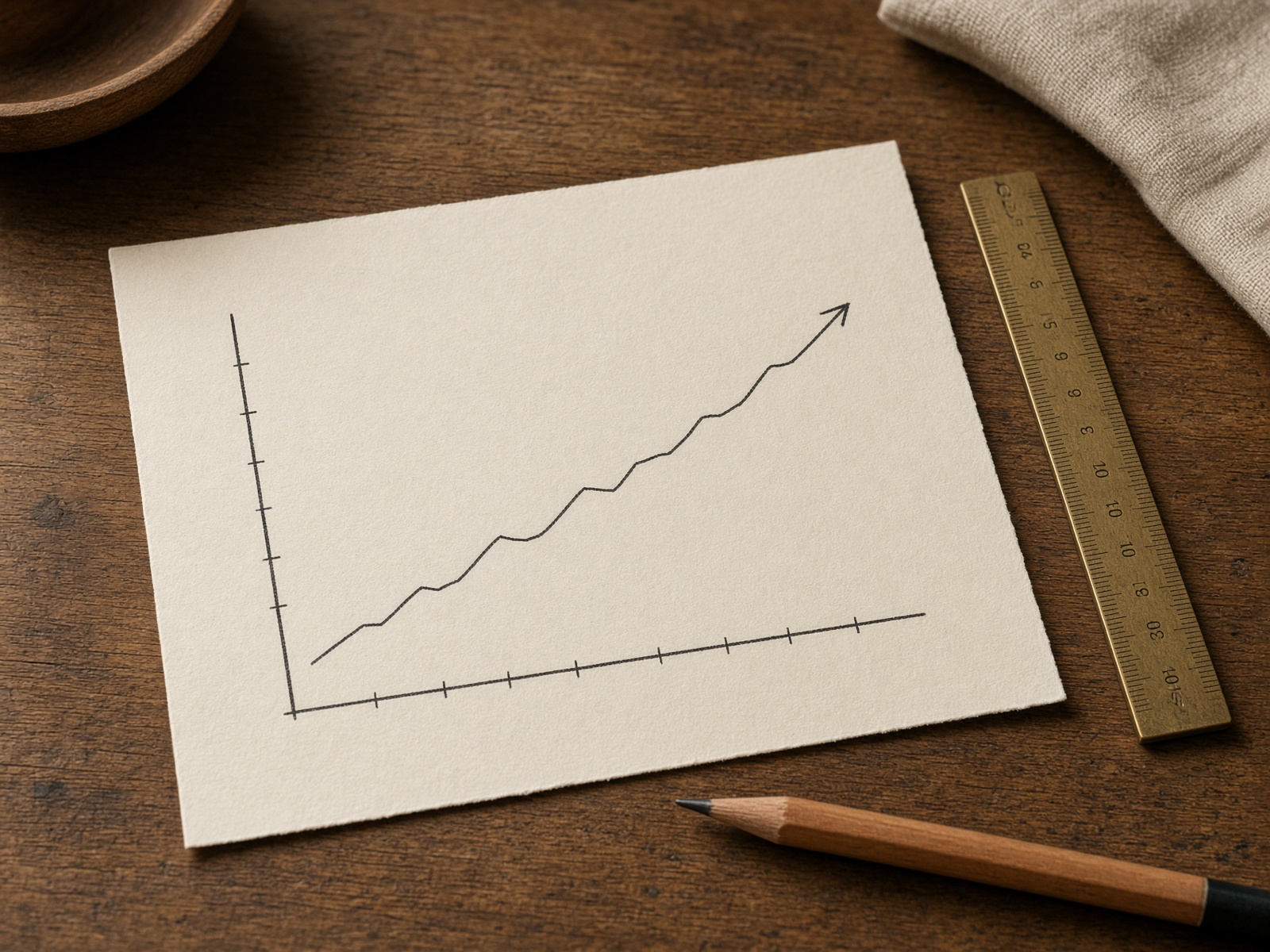 Hand-drawn line chart on cream paper